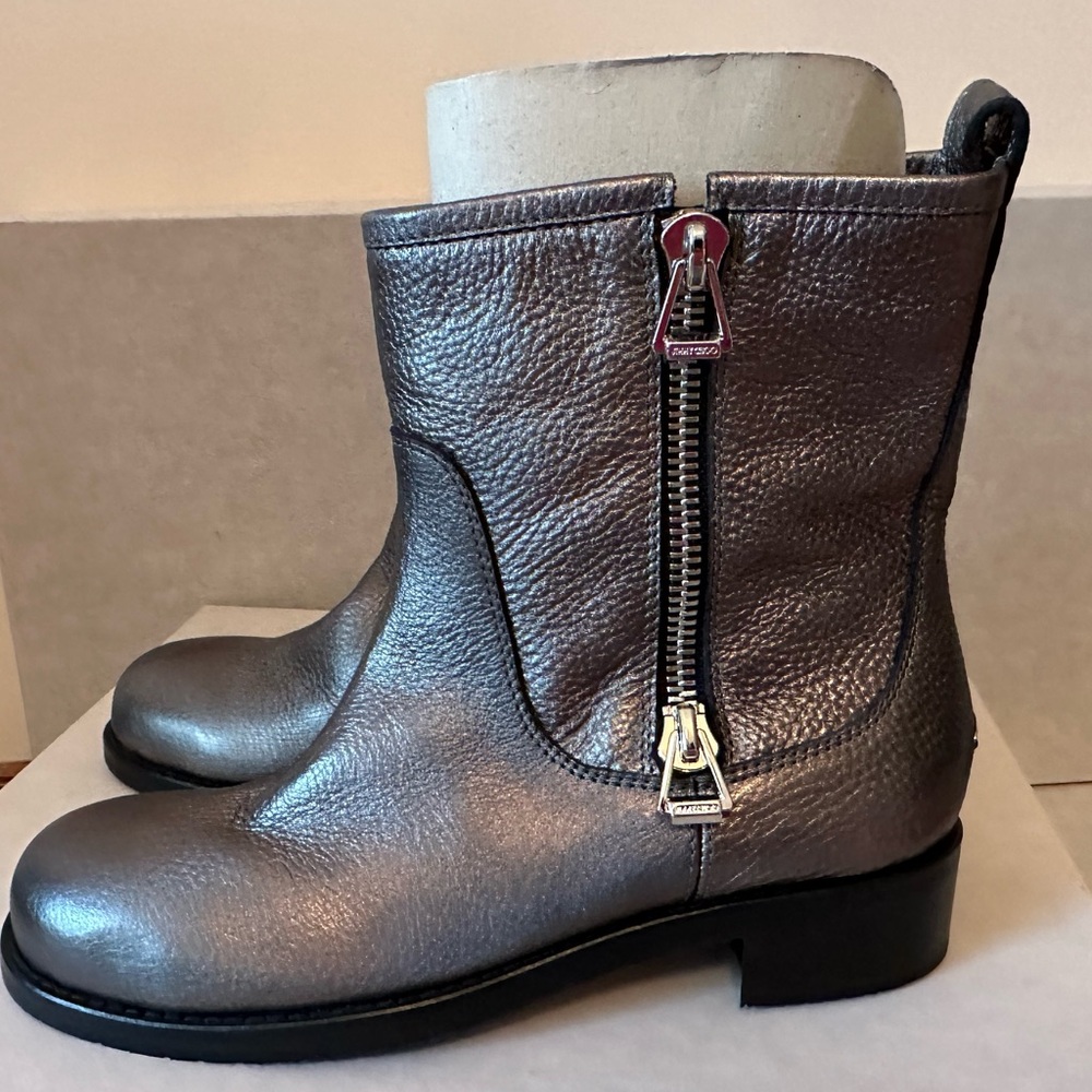 Jimmy choo metallic leather motorcycle boot (NEW)